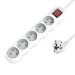 EU new design socket 250V AC French white gourd-shaped electronic extension cord power strip with switch