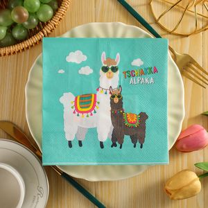 Alpaca Printed Paper Napkins 330mmx2 20 Sheets Per Pack For Themed Party Disposable Serviettes - Product Image 2