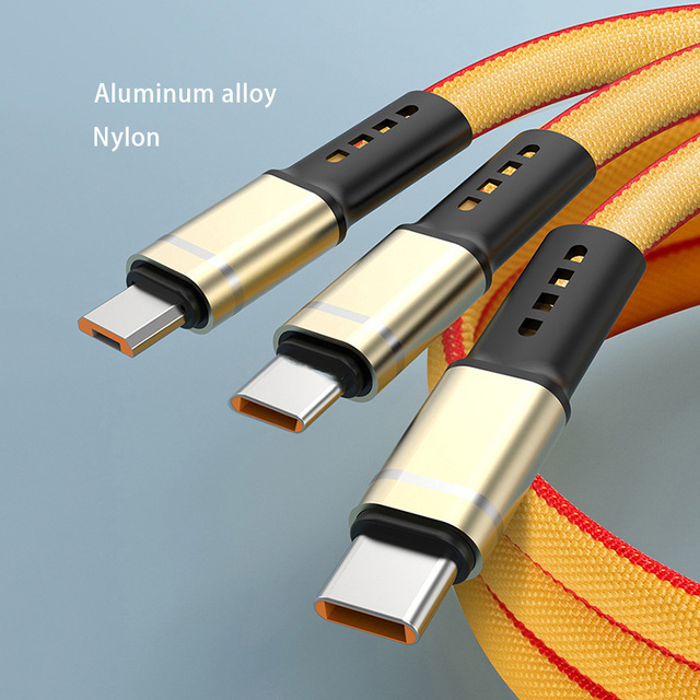 Factory Direct 3 in 1 Super Fast Charging Cable 66w 120W Usb Cable Zinc Metal Alloy Mobile Phone Data Cable for Mobile