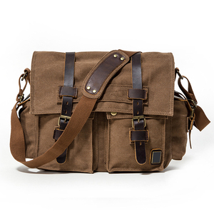 Chine nouveau Design hommes en plein air bandoulière sac de messager marron coton <span class=keywords><strong>petit</strong></span> sac en toile pour la randonnée voyage - Product Image 6