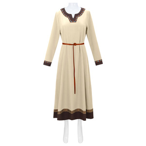 Nouvelle robe médiévale <span class=keywords><strong>viking</strong></span> pour <span class=keywords><strong>femme</strong></span>, robe paysanne Renaissance pour <span class=keywords><strong>Halloween</strong></span>, style ethnique rural vintage, robe longue pour spectacle sur scène - Product Image 4