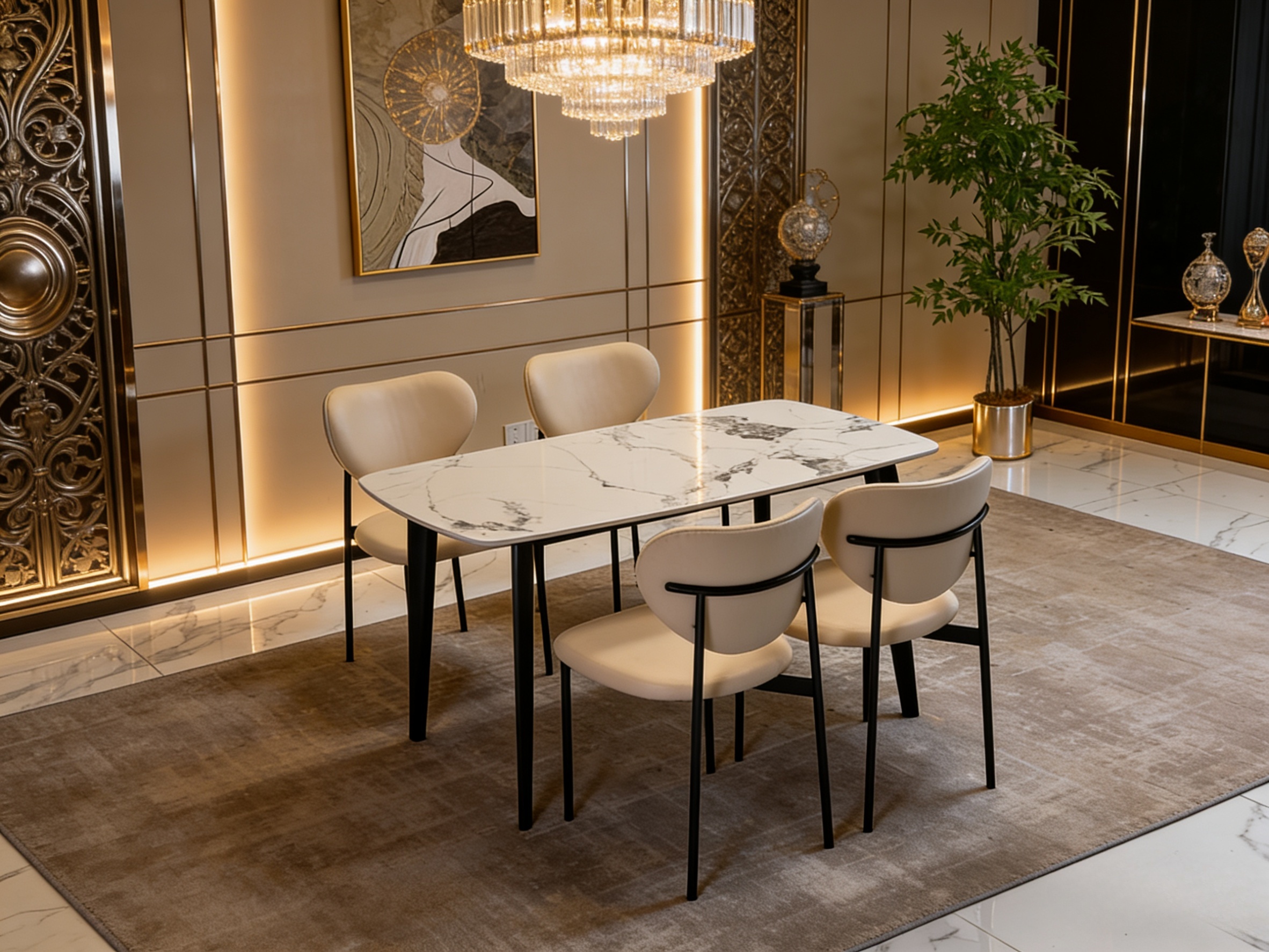 Modern Home Dining Table & Chair Set for Kitchen & Living Room - View 4