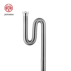 JOYHOO Hose Pipes S -trap Siphon Pipe Chrome Inner Ripple Stainless Steel Flexible Metal Carton Silver Bathroom Modern 3 Years