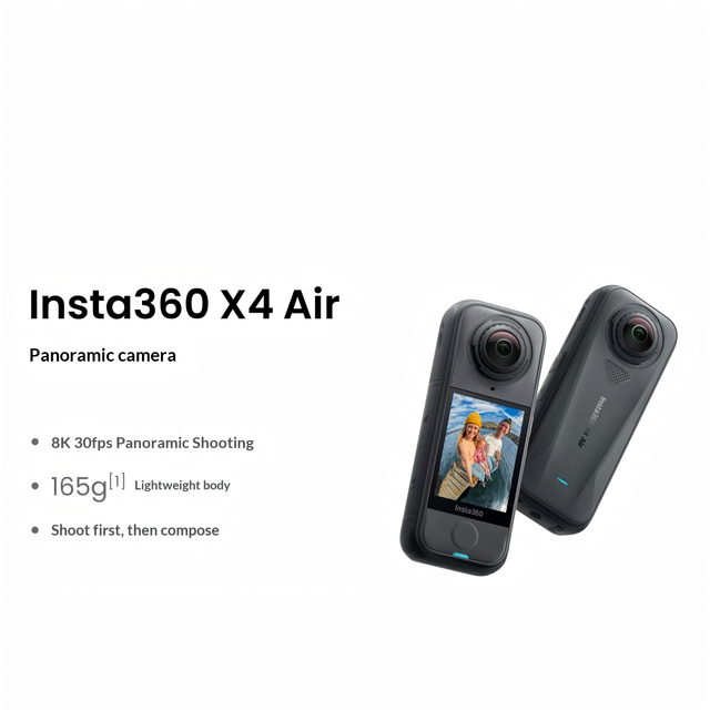 Insta 360 X4 Air 8K Waterproof Action Camera Dual Screen Wide Angle Lightweight Portable Panoramic Follow for Travel