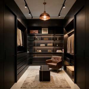 BALOM Armoire sur mesure de luxe, style minimaliste foncé, dressing, meubles de chambre à coucher, organisateur de rangement pour villa - Product Image 1