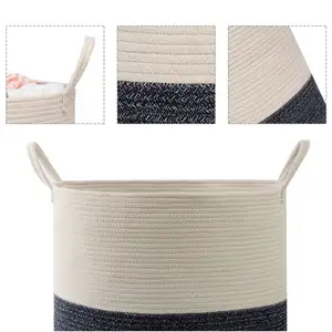 Best Seller praterie tessitura cesto della biancheria di grandi dimensioni portatile corda di cotone tessuto cestino di immagazzinaggio per abbigliamento made in Vietnam