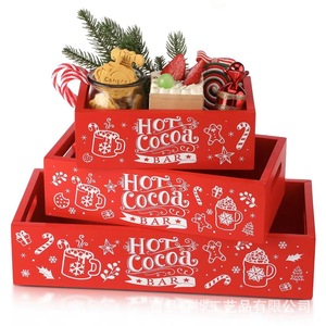 Caja de Almacenamiento Navideña Roja Rectangular Grabada con Diseño de Barra de Chocolate Caliente, Decoración de Escritorio, Capacidad de 6-10L - Product Image 2