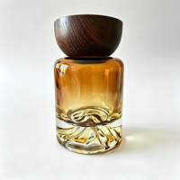 Vente en gros de flacons diffuseurs de parfum vides de 120 ml avec bouchon en bois, flacon en verre dégradé noir et dégradé brun