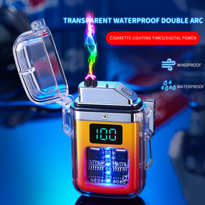 Encendedor <span class=keywords><strong>de</strong></span> llama dual multiusos, encendedor eléctrico recargable por usb, resistente al agua, luminoso, transparente, novedad - Product Image 5