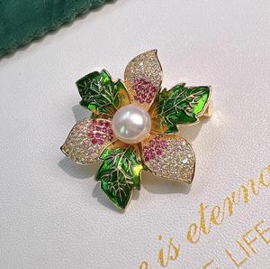 Bauhinia Flower Fancy Zircon Plated Gold Alloy Channel Set Corsage Pin Women's <b>Wedding</b> Engagement Party Gift <b>Accessories</b> - Product Image 4