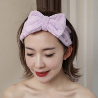 Bandeau en polaire corail doux pour le lavage du visage avec joli nœud, fait main, style coréen, accessoire de maquillage pour femme