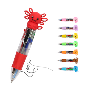 Stylo bille en plastique mini quatre couleurs à motif de dessin animé, promotionnel, avec impression de logo personnalisé, pour publicité, cadeau de papeterie multicolore à thème animal - Product Image 1