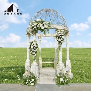 Gazebo in Metallo Stile Vintage Europeo di Lusso per Decorazioni Matrimoniali, Padiglione in Ferro Battuto a Cupola Rotonda per Giardino Esterno in Vendita - Product Image 4