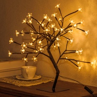 Prise de batterie USB 45cm 24/36/48 ampoules Noël Maison Mariage Arbre artificiel Table Nuit Fleur Fleurissante Led Cerisier Lumière d'arbre