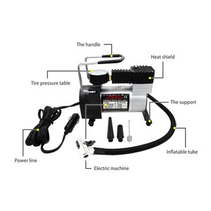 Compresor de aire eléctrico de Metal para coche, bomba de aire portátil de doble cilindro, superflujo, <span class=keywords><strong>DC</strong></span> 12V, 150PSI, inflador de neumáticos - Product Image 4