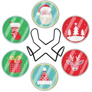 SONGWOO ART 6 pièces bricolage diamant peinture sous-verres Kits <span class=keywords><strong>chat</strong></span> en forme d'art artisanat pour tapis de noël tampons - Product Image 3