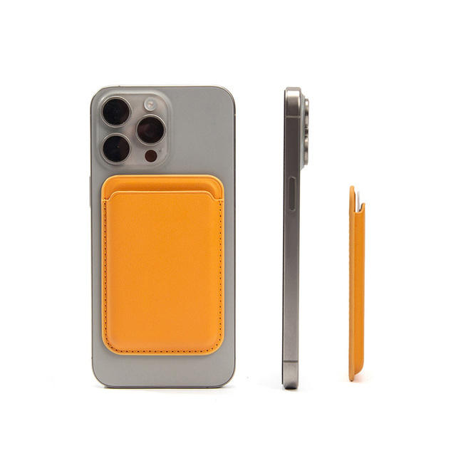 Universal Magnetic Phone Card Holder MagSafe Compatible Leather Wallet Ultra Slim Minimalist Card Pouch for Back of Phone