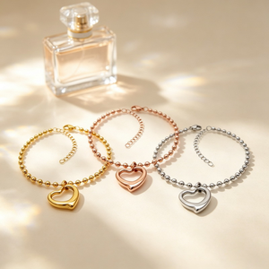 Nouveauté Bracelet Minimaliste avec Charme Cœur Ouvert Plaqué Or 18K Acier Inoxydable 316L Chaîne Fine à Maillons - Product Image 6