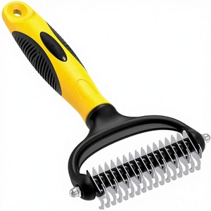 KingHon Pet Grooming Tool Double Sided Stainless Steel Tooth Safe Reusable <b>Undercoat</b> Dematting <b>Rake</b> Brush Comb for Dogs Mats - Product Image 3
