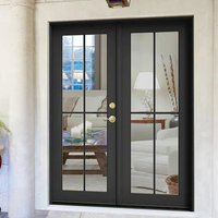 Style français exportation principalement vers les portes en aluminium à rupture thermique de couleur noire américaine porte d'entrée à charnière en verre patio extérieur