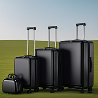 Ensemble de 4 valises à roulettes avec poche avant extensible, port de charge USB, 12''20''24''29'', valises à roulettes ABS