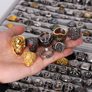 Bague pour <span class=keywords><strong>homme</strong></span> en acier inoxydable, anti-ternissement, robuste, vintage, style punk, motif crâne <span class=keywords><strong>de</strong></span> squelette viking, modèle 3D, pour motard - Product Image 2