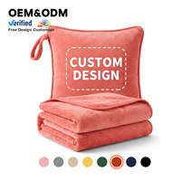 Ensemble couverture et oreiller de voyage 2-en-1 personnalisable avec logo – Doux, tricoté, portable, confort toutes saisons, cadeau idéal pour avion