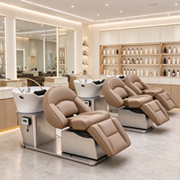 Fauteuil de lavage électrique inclinable avec cuvette en céramique – Station de lavage de cheveux de luxe pour salon, lit de spa capillaire