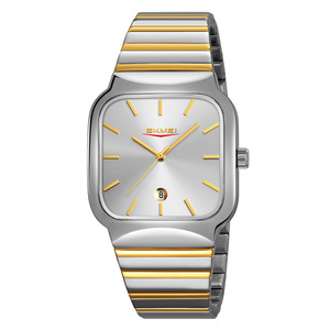 Montre pour homme - Montre à quartz carrée avec bracelet en acier, cadran noir simple, fonction calendrier, montre pour homme - Product Image 2