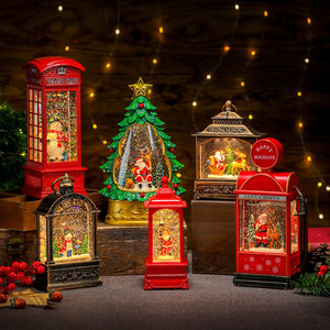 Adornos Navideños con Luz y Música, Variedad de Diseños con Santa Claus y Muñeco de Nieve, Decoraciones con Forma de Cabina Telefónica y Lámparas de Aceite/Viento, Regalos - Product Image 2