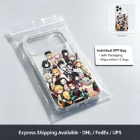 Coque de téléphone anti-rayures transparente à motif de groupe de personnages d'anime pour iPhone 17/15 Pro Max & Plus Series