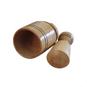 Wooden Mortar Pestle Set Handcrafted Durable Eco-Friendly <b>Herb</b> Spice <b>Grinder</b> Manual Food Grade Wood Bowl Matching Pestle Hand - Product Image 5