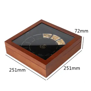 صندوق خشبي مخصص للهدايا صندوق عرض للعملات المخملية الفاخرة بسعر الجملة