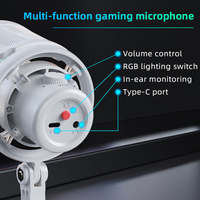 Micrófono de Condensador USB para Juegos Aurora Sound V1 PRO con Iluminación RGB y Cancelación Inteligente de Ruido para Streaming y Grabación