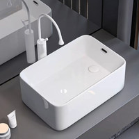 Évier de comptoir en céramique blanche 8125-42 avec vidange latérale 420x280mm, lavabo de salle de bain à poser sur le comptoir