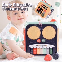 Cube d'activités multifonctionnel 6-en-1 pour bébé, boîte d'éveil éducative et interactive, jouet pour bébé, mini tambour électronique
