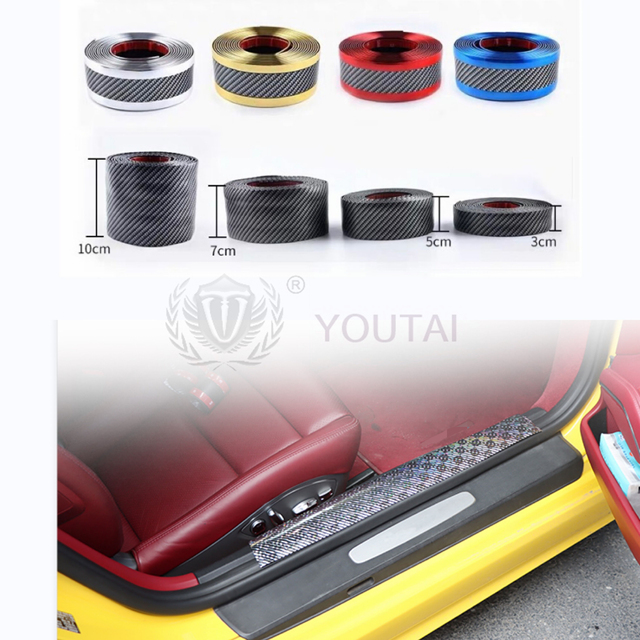 5D Carbon Fiber & Rubber Sports Car Anti-Scratch Protector Tape Sticker Film Anti-Collision Door Sill Edge Protectors