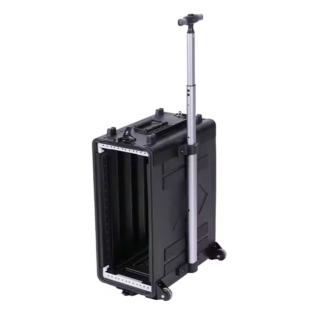 Wholesale Factory Price Shock Mount 2U 3U 4U 6U Rack Case Blow Molded PE Material Plastic Flight Case with Rolling Wheels