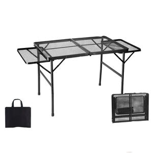 <span class=keywords><strong>Mesa</strong></span> de Picnic al aire libre de alta calidad <span class=keywords><strong>con</strong></span> paneles de ala, estante lateral, parrilla de Metal plegable, 2 estantes, Camping familiar - Product Image 1