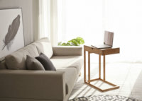Table basse moderne en bambou durable en forme de U, table d'appoint pour canapé, table pour ordinateur portable, meubles de salon