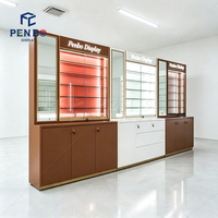 Vitrine Murale Modulaire LED Illuminée pour Opticien, Présentoir à Lunettes à Panneaux Rainurés, Comptoir d'Exposition pour Opticien