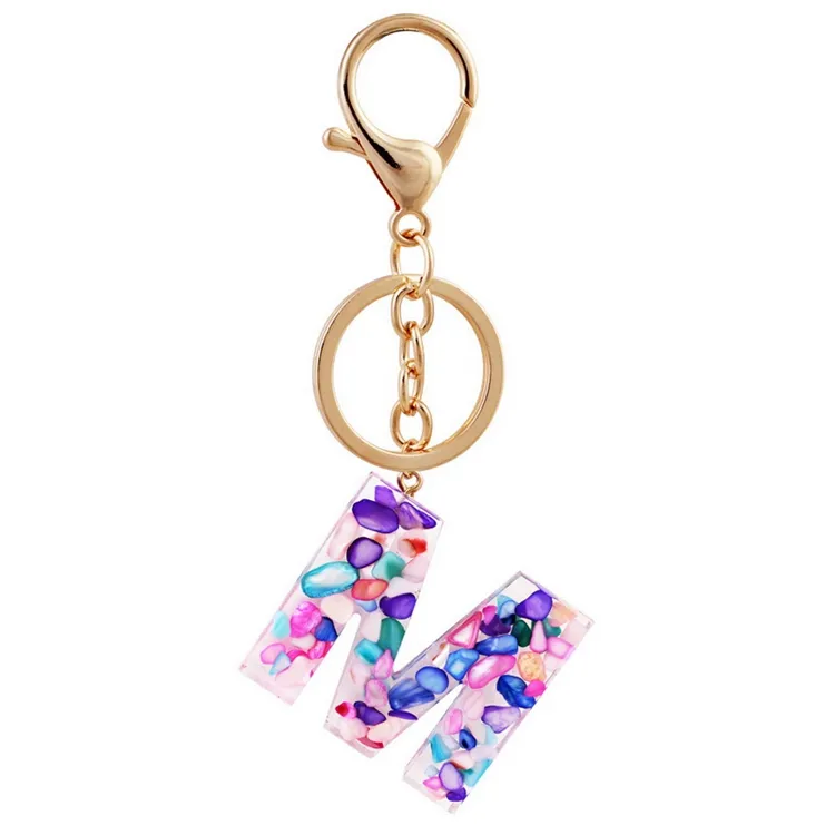 패션 매력 남자 아이 선물 액세서리 열쇠 고리 다채로운 아크릴 A-Z 펜던트 26 편지 초기 키 체인 여성