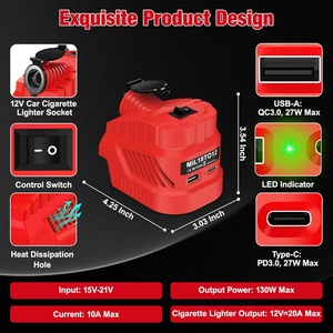 ตัวแปลงไฟแบบสเต็ปดาวน์สำหรับ Milwaukee M18S 18V เป็น 12V พร้อมอะแดปเตอร์จ่ายไฟจากช่องจุดบุหรี่ในรถยนต์สำหรับอุปกรณ์ในยานพาหนะ - Product Image 3