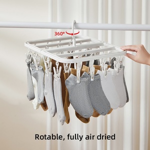 Custom Logo/Color Square Thickened Underwear Socks Drying Rack Foldable Sturdy Clothes Drying Rack with <b>Clips</b> for Household - Product Image 6