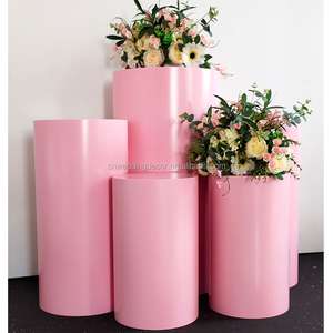 Support de fleurs sur pied en métal rose, cylindre de décoration pour fête prénatale, pilier de cylindre pour gâteau - Product Image 1