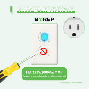 Tomacorriente Dúplex Resistente a Manipulaciones Barep con Certificación UL, 15A 125V, Estándar Estadounidense, Tomacorriente Residencial de Pared - Product Image 3