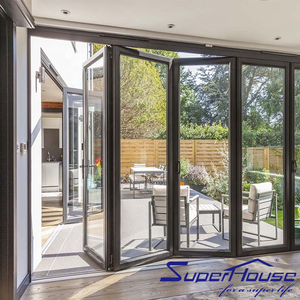 5m 4m Kích thước lớn bên ngoài Bifold cửa nhôm bi gấp cửa cho vườn Kính trắng không thấm nước có thể gập lại hiện đại Tempered hoàn thành - Product Image 1