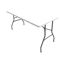 Table pliante en acier avec cadre en plastique HDPE de qualité alimentaire, facile à nettoyer, gain de place, pour extérieur, jardin, patio, pique-nique, camping, restaurant, événement