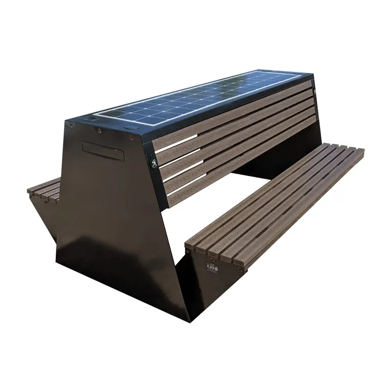 Factory direct sales Multifunctional Metal Outdoor Garden Bench Solar Smart Lounge Chair Flat Matte Crinkle Solar Bench