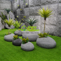 Pots ronds en béton de ciment de fibre, pot de plante en fibre de verre nordique de grande sphère, pot de fleur européen, jardinière extérieure